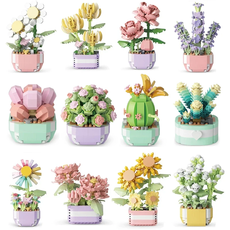 Bonsai Garden Accessories - Flower Succulents Building Blocks Everlasting Flower