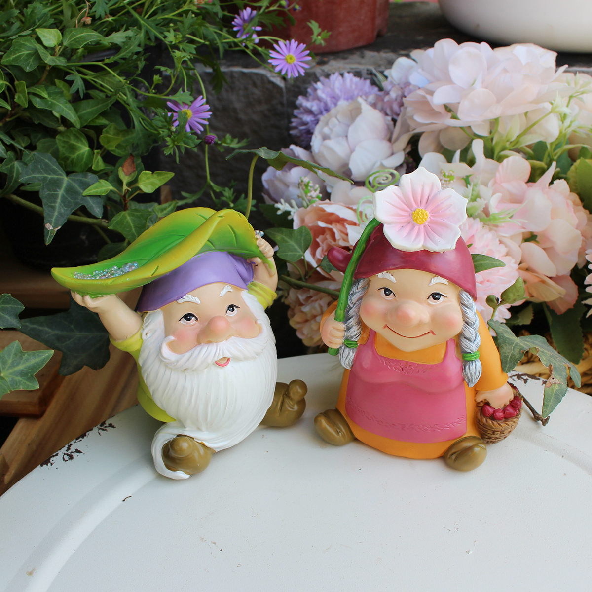 Bonsai Garden Accessories - Rainproof Dwarf Couple Decorations, Elf Dwarf