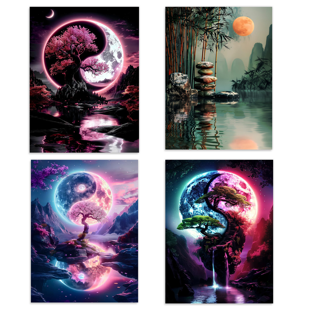 Bonsai Vertical Garden - Yin-Yang Bonsai Moonlight, Tranquil Print of